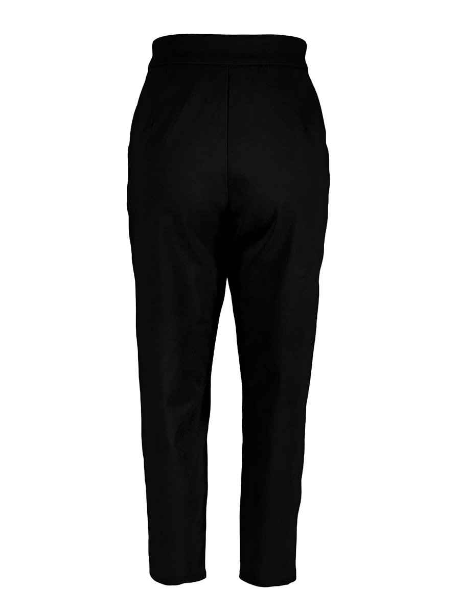 Elegante Damen High-Waist Slim-Fit Bleistifthose Business Büro Dame Dehnbare Cropped Hose Knöchellang Arbeitskleidung Schwarz – Detail 6