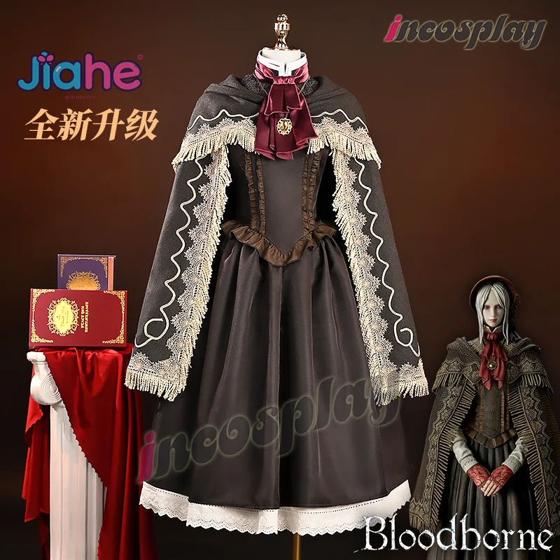 دمية الدمية المنقولة بالدم، دمية تنكرية لابنة الكون، زي شال وقبعة وشاح، فستان واقي اليد، زي حفلات الهالوين