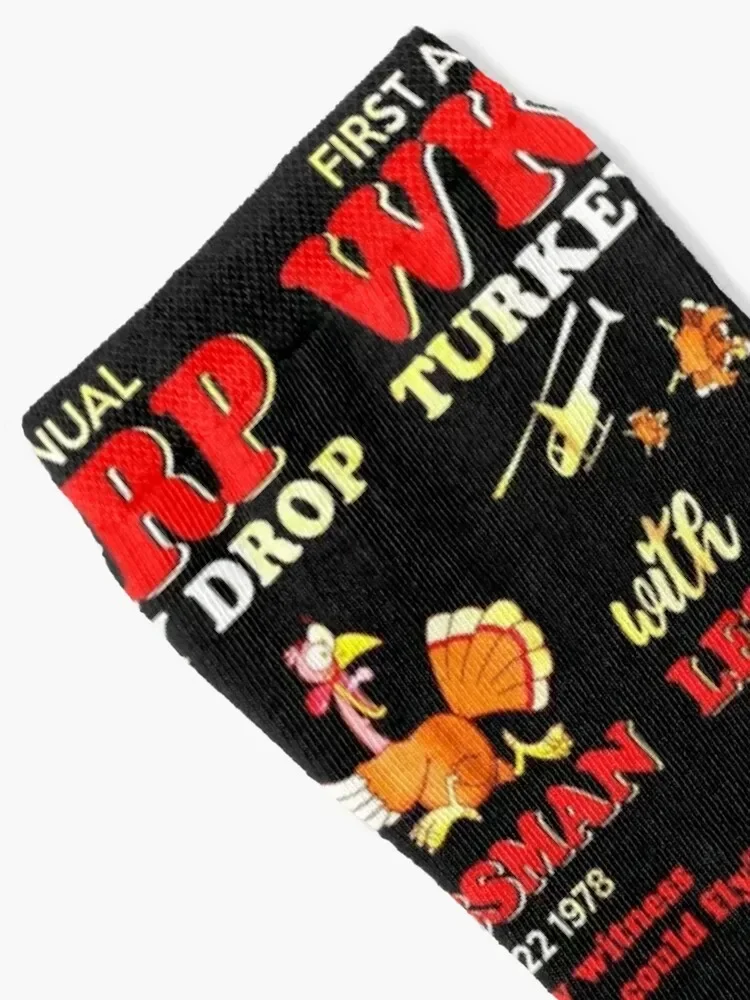 First-annual-WKRP-Turkey-Drop- with-Les-Nessman-T-Shirt-Thanksgiving Quote Tee Gift For Men and Womens, Halloween day, Tha Socks