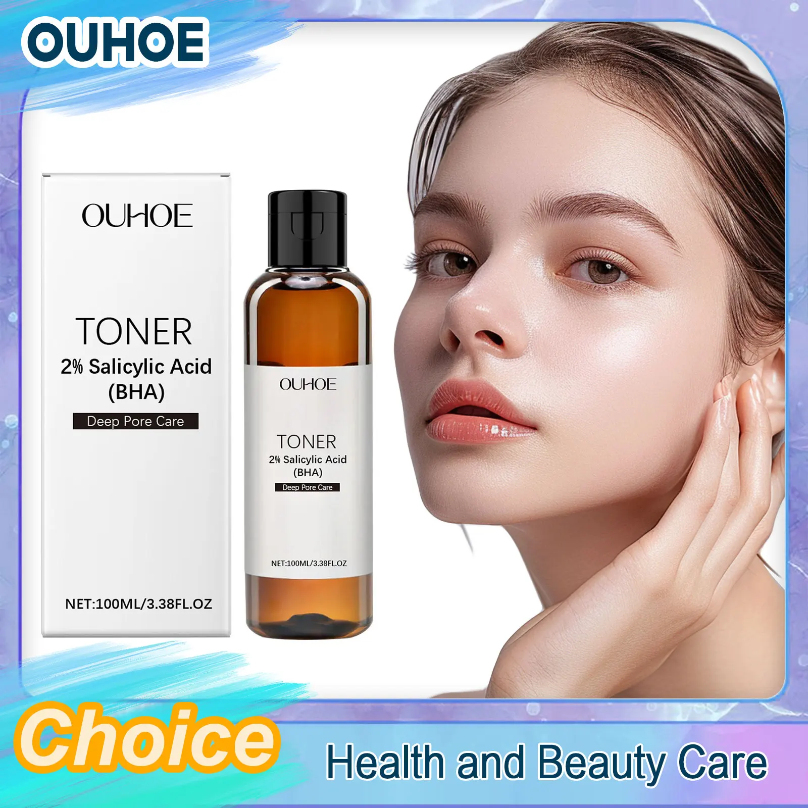 

Salicylic Acid Toner for Acne Removing Shrink Pores Control Oil Remove Pimple Exfoliating Brighten Moisturizing Skincare Product