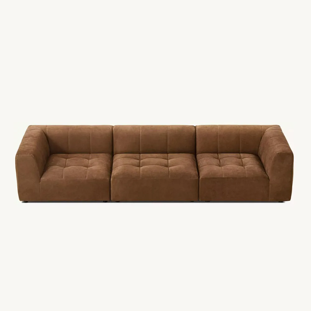 Italian Style Contemporary Modular 3-Piece Leather Corner Chair L-Shape Sofa Furniture Sets for Living Room for Hotels Fabric
