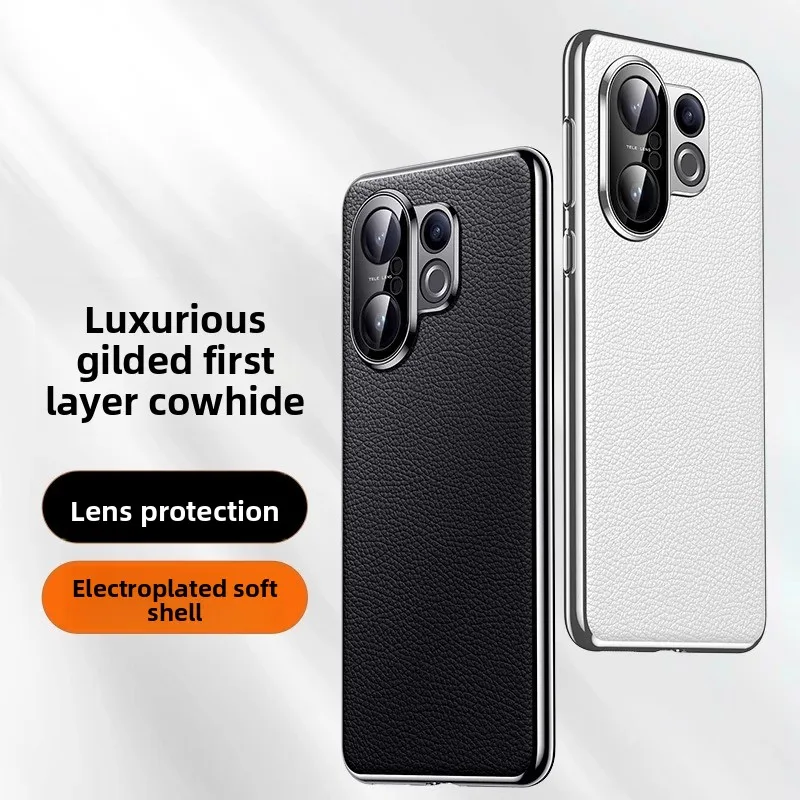 

For VIVO X200 FE S30 Pro MINI Case Luxury genuine leather electroplating Cover Suitable For VIVO X 20 FE shockproof protective