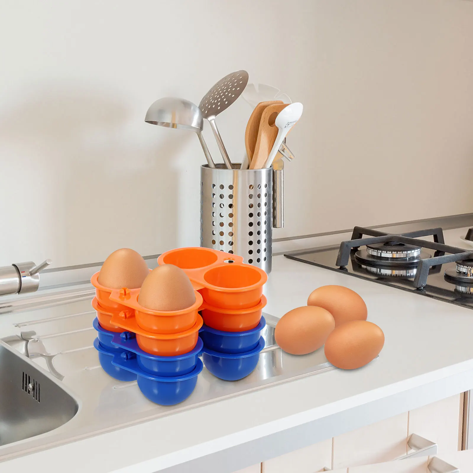 4 قطعة حامل تخزين البيض المحمول للتخييم في الهواء الطلق والنزهات والسفر والتنزه صندوق البيض النظيف توفير الوقت جهد هدية #1