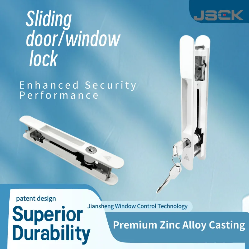 

Child Safety zinc alloy double sides aluminum safety sliding window and door latch with key lock window kitchen balcony closet