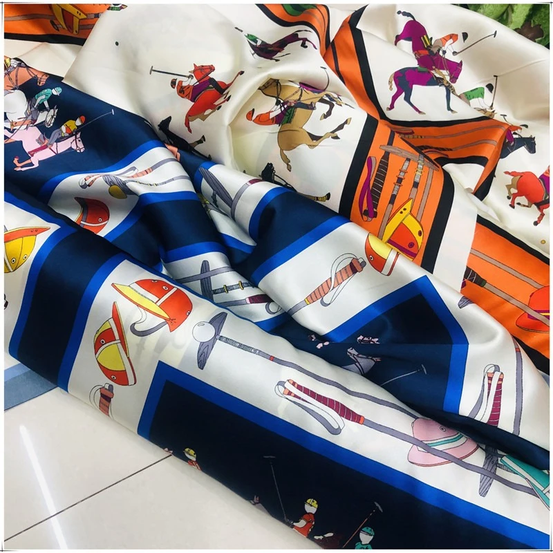 

Classic Brand Positioning 68cm Spray Printed High-end Scarves Clothing Natural Silk Fabric DIY Needlework Accessory By The Meter