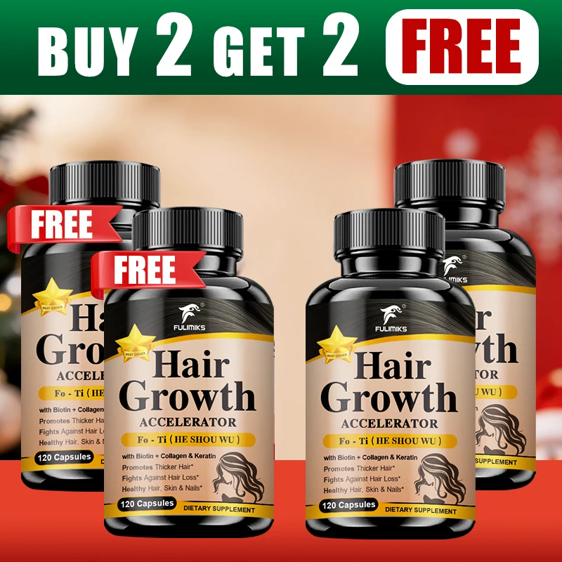 Buy 2 Get 2 Free! Hair Health Supplements Capsules, with Fo-Ti Root, Ginger Extract, for Thicker Hair, Skin Care, Bone