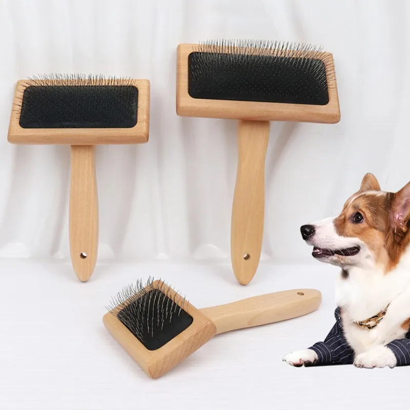 Peigne en bois pour animaux de compagnie, brosse de toilettage pour chien, massage des poils de chat, outils de livres, fournitures pour animaux de