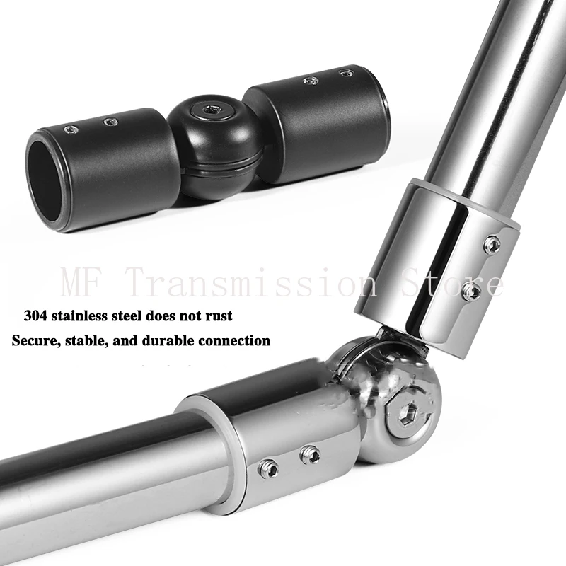 

304 Black Stainless Steel Bathroom Partition Connector 25mm Round Pipe Elbow Flange Seat Joint Glass Door Tee Clamp