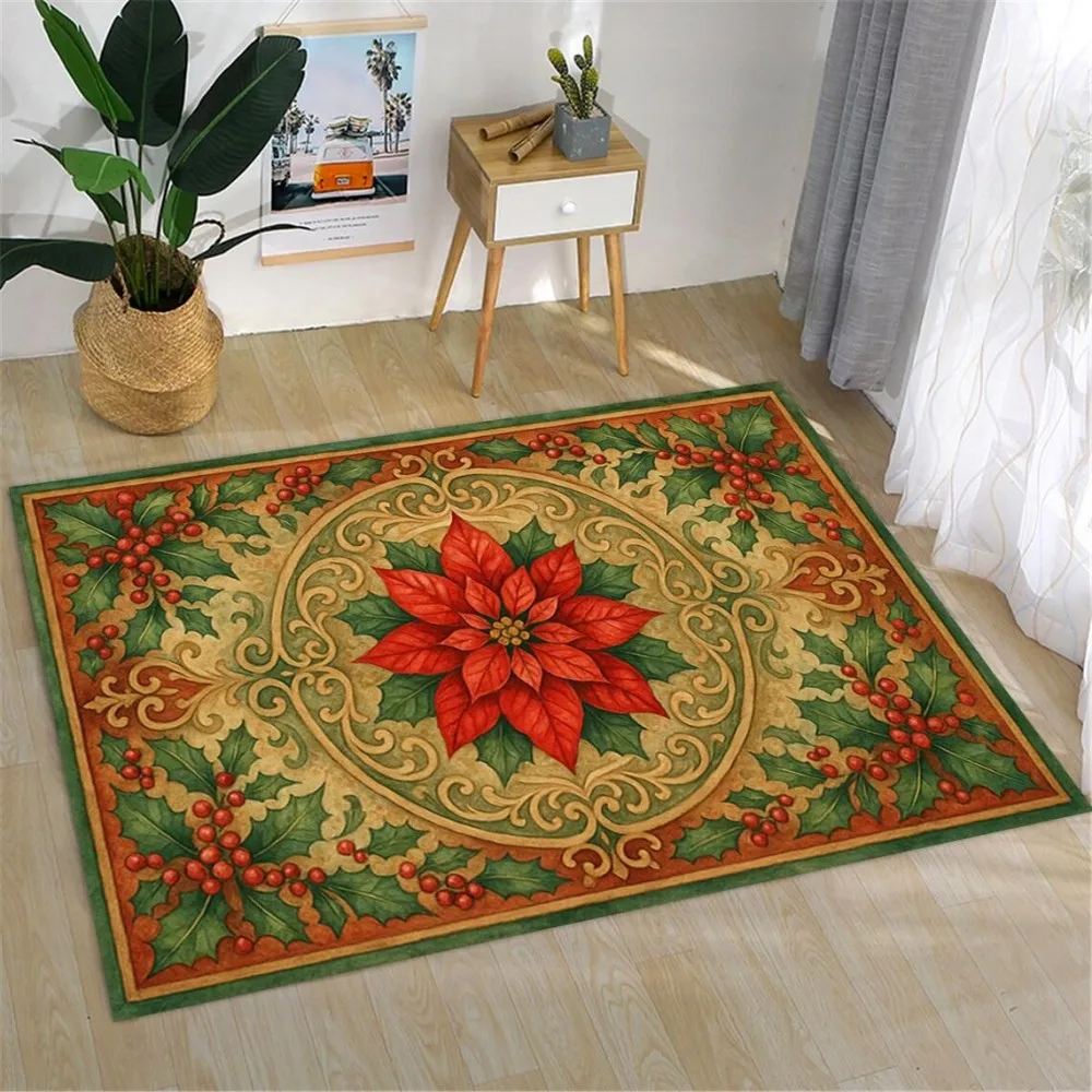 VIKAMA American Countryside Berries And Leaves Carpet Living Room Bedroom Entrance Ins Style Home Decor Floor Mats