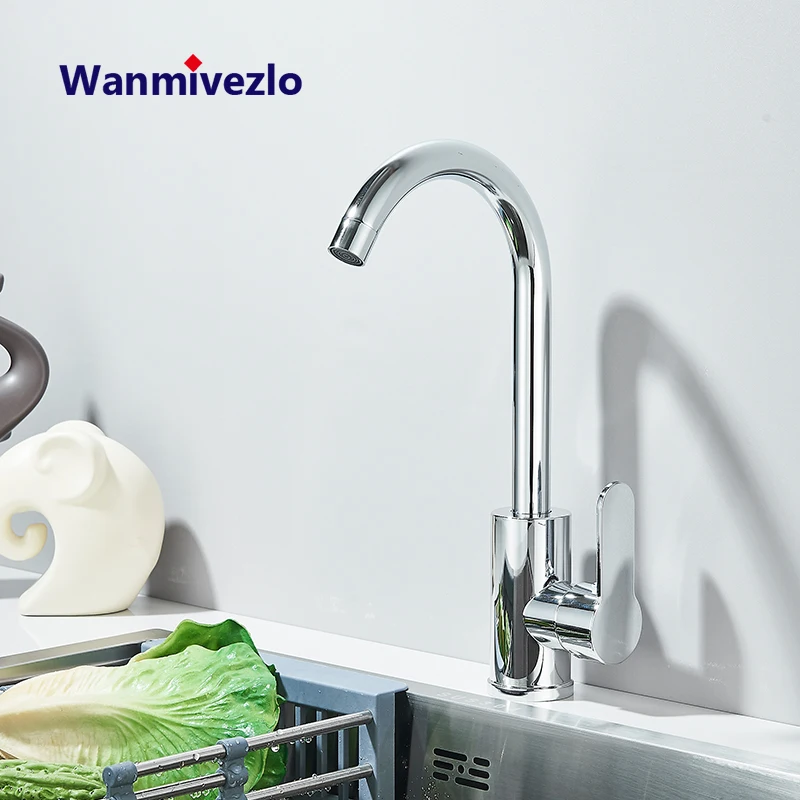 Robinet de cuisine, éviers de pont, arc haut, pivotant à 360 degrés, mélangeur d'eau froide et chaude