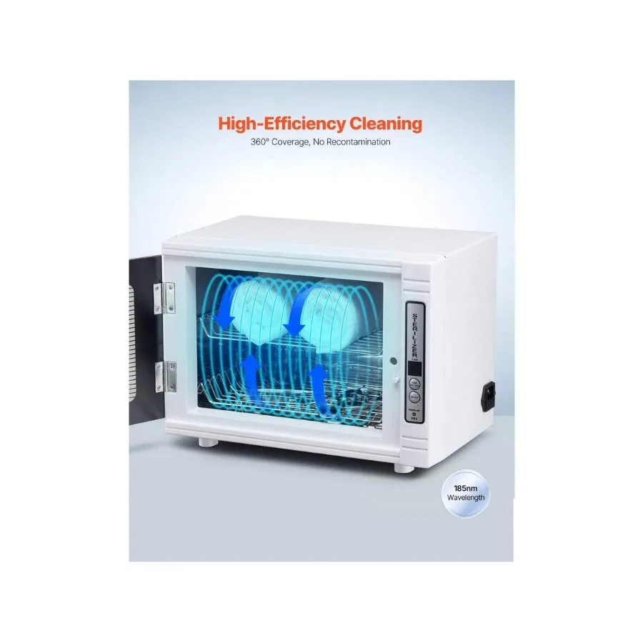 Nail Tool Cleaning Machine, 12L Large Capacity, Tool Cabinet Cleaner Box W/ Timer Setting, Tempered Glass Door, 185nm Wavelength