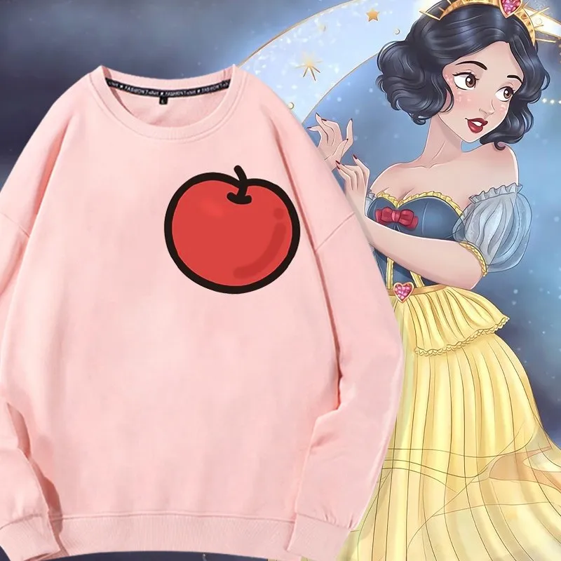 

Princess On The Run Co-branded Crewneck Hoodie Disney Snow White Elsa Mulan Anime Girls Clothes Cotton