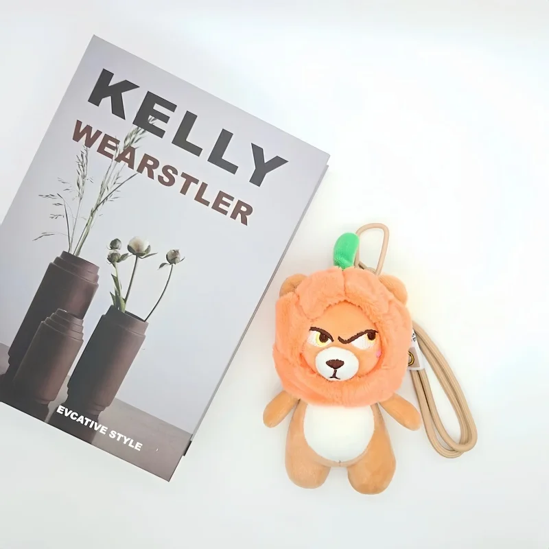 Kürbis-Kapuze, wütender Bär, Plüsch-Schlüsselanhänger, Taschenanhänger, lustiger Rucksack-Zubehör für Frauen, Mädchen, Jungen, Geschenk für Halloween-Dekoration