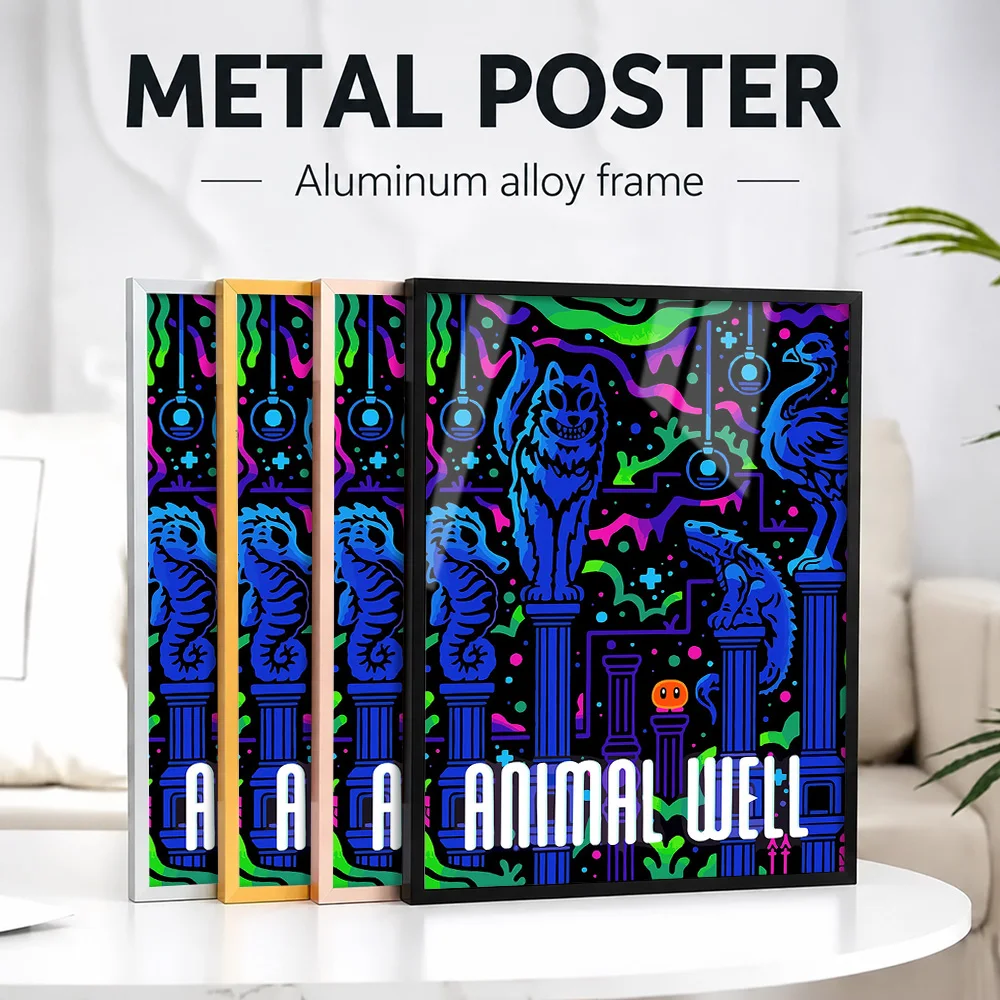 Animal Well Game Framed Metal Poster Personalized Photo Gothic Adventure Style Wall Art For Bedroom And Study Fantasy Fan Gift
