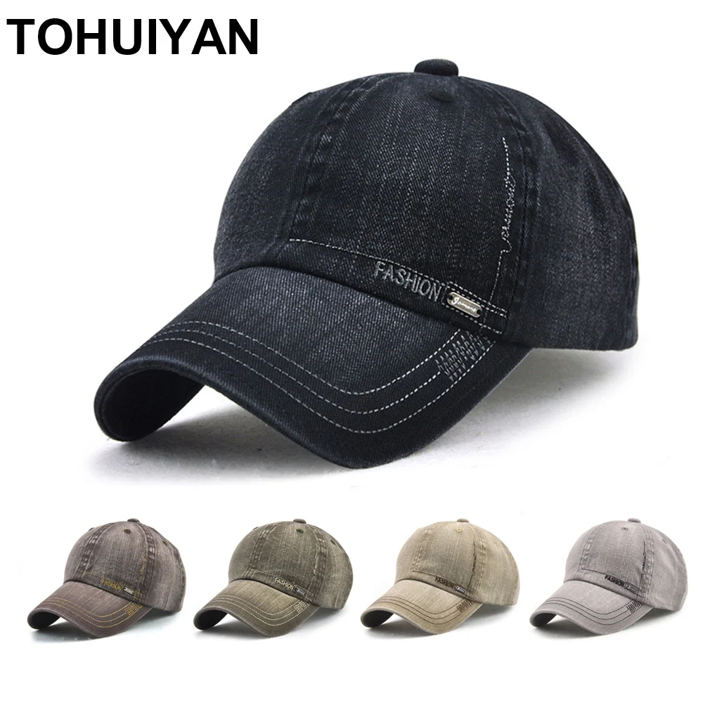 TOHUIYAN Washed Cotton Cap Men Brand Baseball Caps Spring Summer Casquette Homme Classic Bone Masculino Dad Hat Embroidered Hats