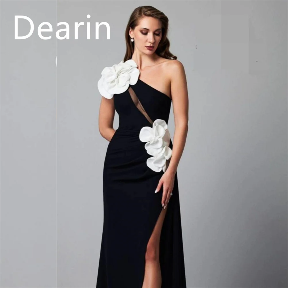 Formal Dress Dearin One-shoulder Column Floor Length Skirts Flower Bespoke Occasion Dresses Prom Evening Gown Saudi Arabia