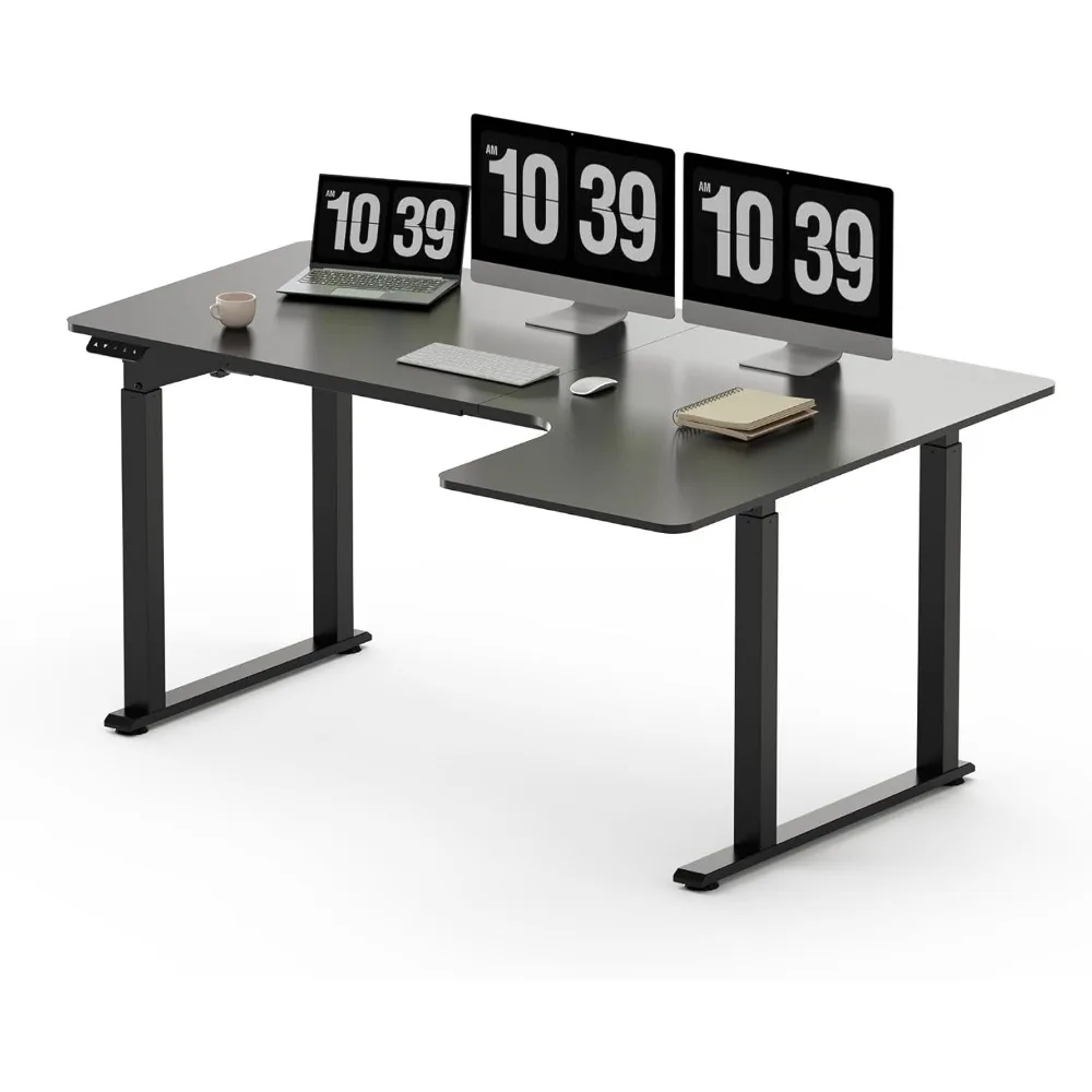 

L Shaped Standing Desk (63x43in)with Dual Motor 4-Leg Lift, with Memory Presets for Home Office Electric Height Adjustable Desk