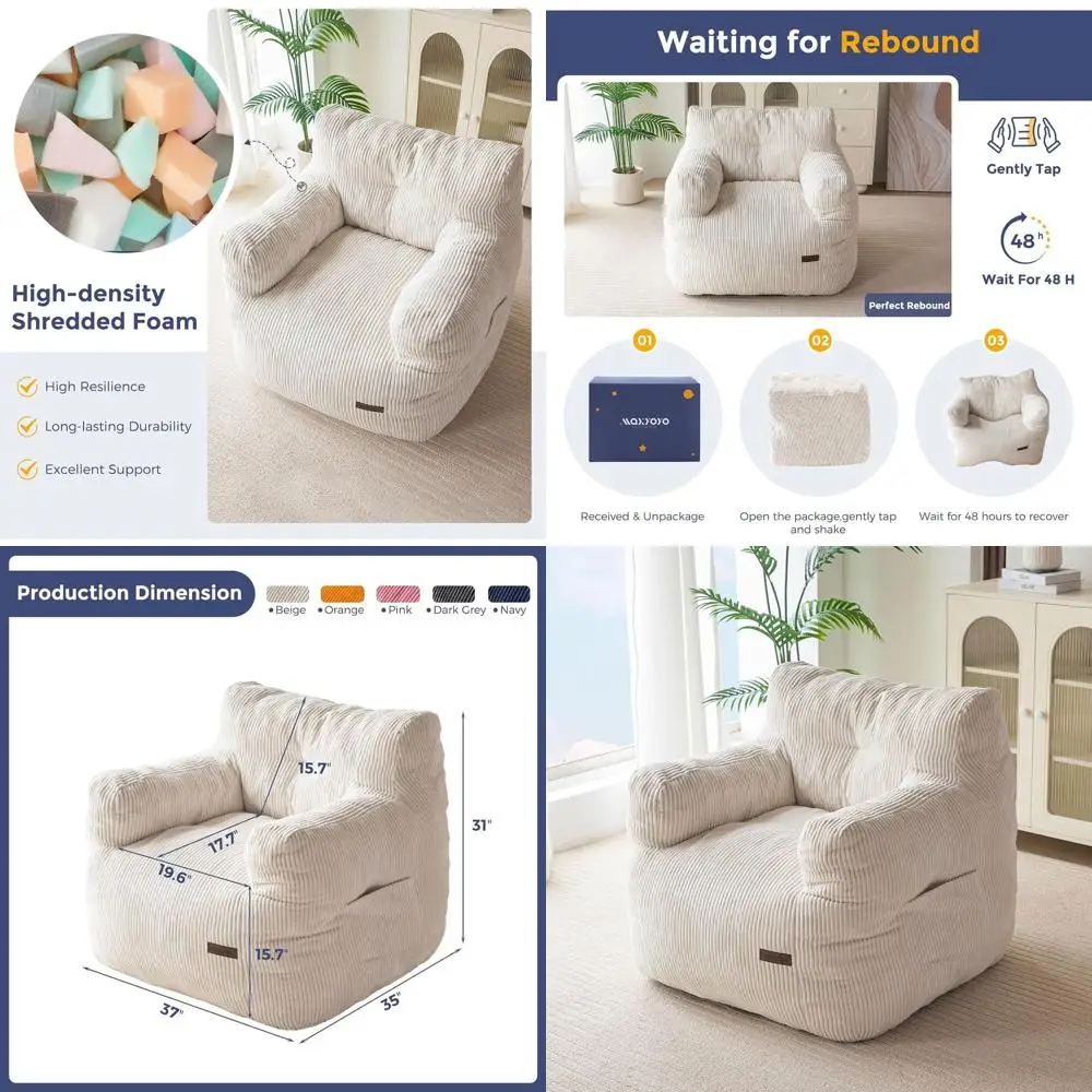 

Стул-мешок с тафтингом для взрослых и детей, проводной ленивый диван для гостиной, удобный мягкий диван