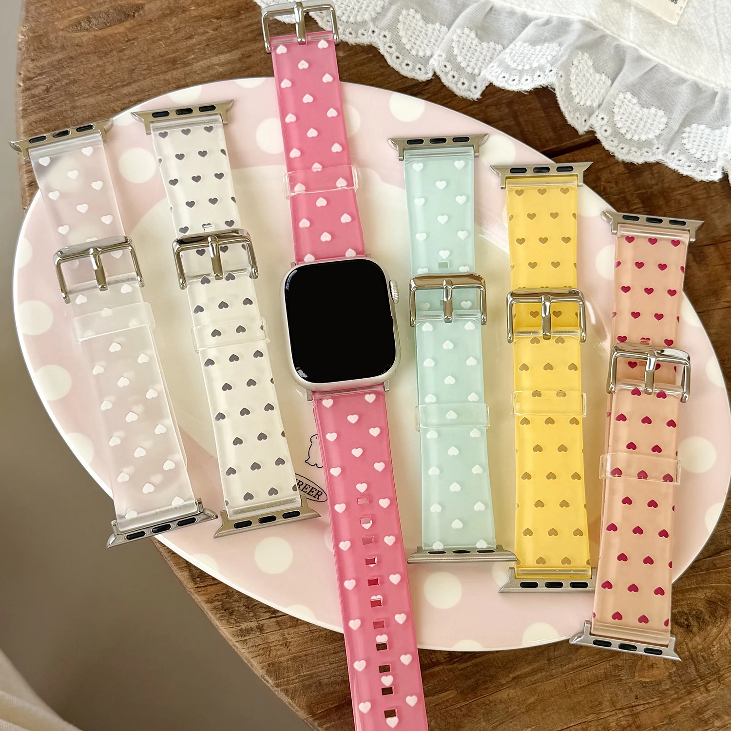 Love filled jelly colored TPU strap for Apple Watch S11 Ultra 49mm 46/45/44/42-38mm girl strap for iwatch 10 9 8 7 SE-1