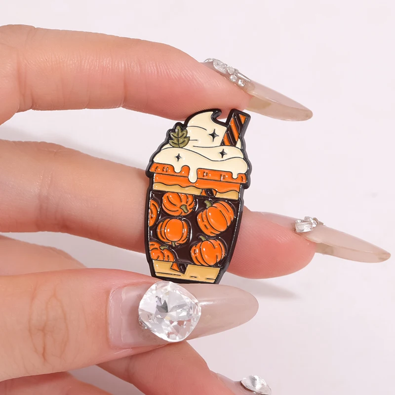 شبح اليقطين شرب المينا دبابيس الإبداعية هالوين الحليب الشاي الآيس كريم دبابيس معدنية شارة التلبيب مجوهرات هدايا للأطفال الأصدقاء