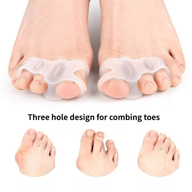 1/2PCS Professional Gel Toe Spacers for Bunions Silicone Toes Finger Separator 3 Holes Hallux Valgus Corrector & Foot Care Tools