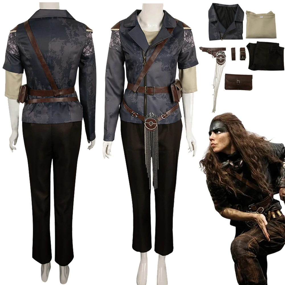 

Furiosa 2024 Movie Furiosa Max Saga Cosplay Fantasia Costume Disguise For Women Adult Deep Coffee Set Halloween Carnival Suit