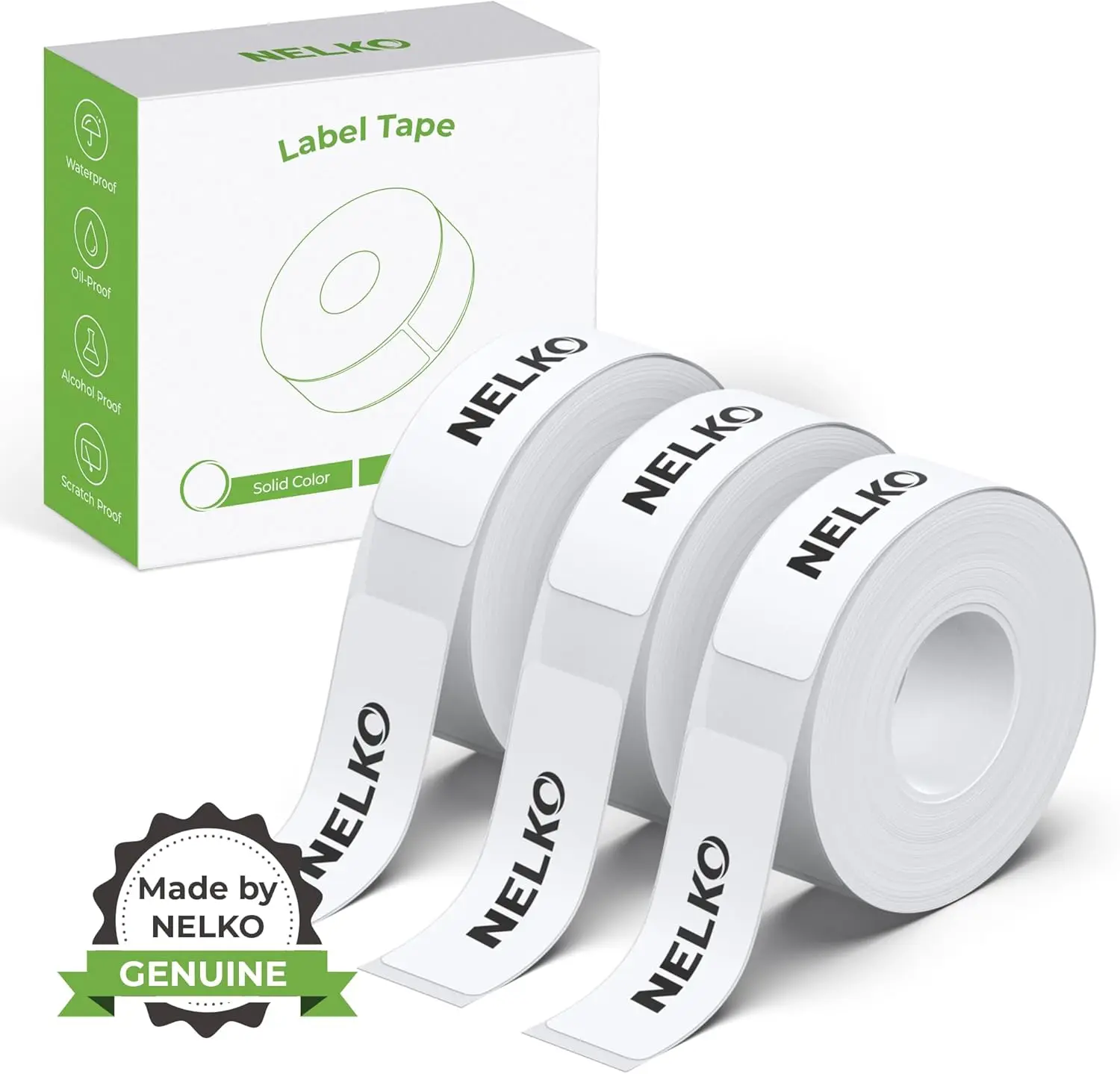 P21 Label Maker Tape, 14x40mm Laminated Paper, 180 Labels/Roll, 3-Roll White Office Labeling Replacement