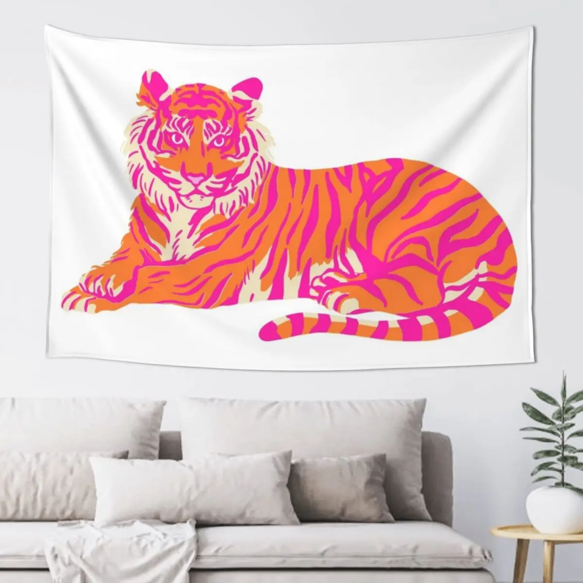 

Pink and Orange Tiger Tapestry Aesthetic Room Decor Wall Carpet Japanese Room Decor Tapestry