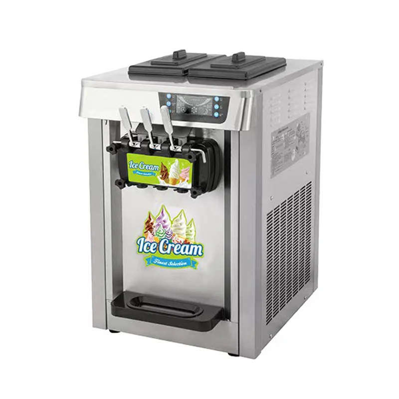Commercial New Soft Fruit Yogurt and Ice Cream Machine 2+1 Flavours Water and Chocolate Ingredients