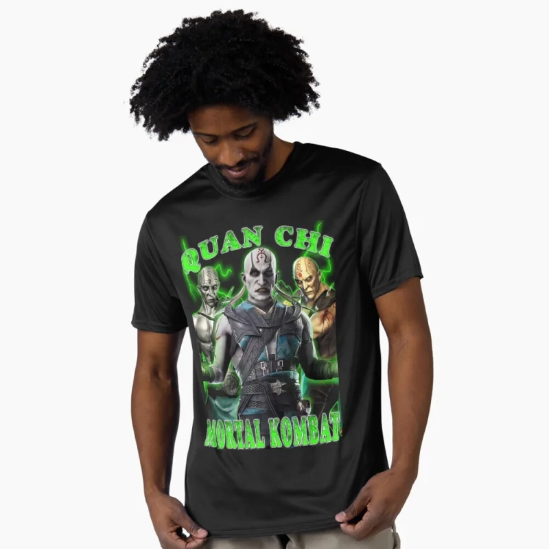 Vintage 90's Mortal Kombat 1 Quan chi MK Gift tee for gamer 100% cotton printed Men's Short Sleeve Graphic T-Shirt All size tops