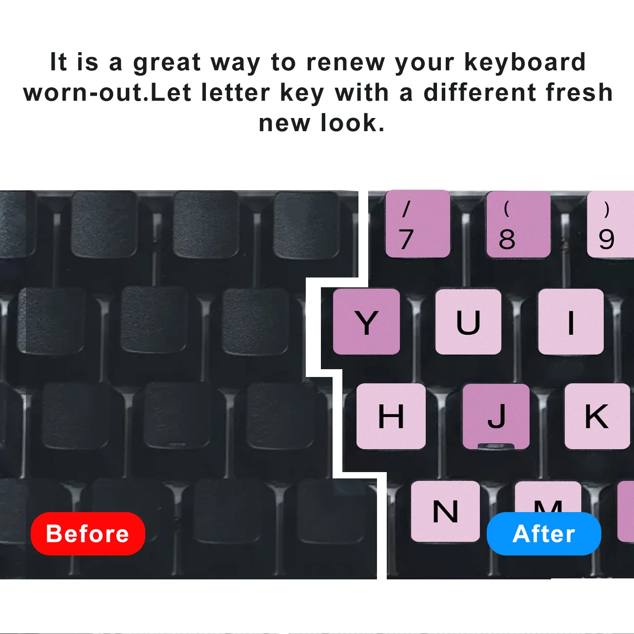 2pcs Colorful Keyboard Stickers Spanish Letters, Universal Keyboard Letters Replacement Sticker for Computers &Notebooks