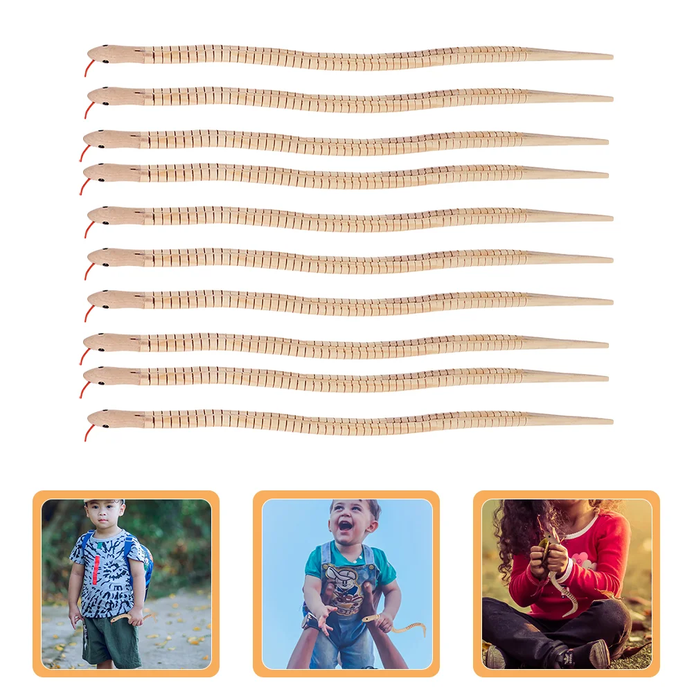 10 Pcs 30cm Wooden Fake Toys for Kids Scary Prank Halloween Party Supplies Realistic Flexible Snake Toy Children Wood Snake