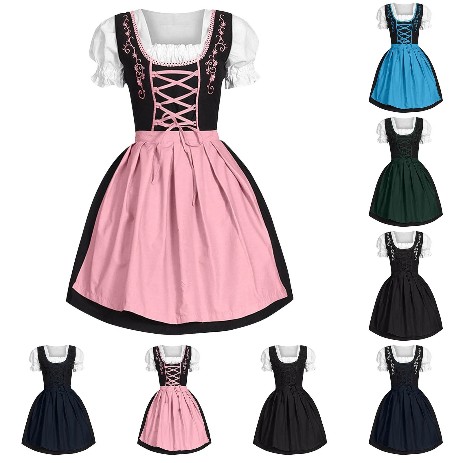 2024 Women's Oktoberfest Maid Cosplay Costume German Traditional Festival Strapless Splicing Dress Beer Girl Costume Outfit Wear