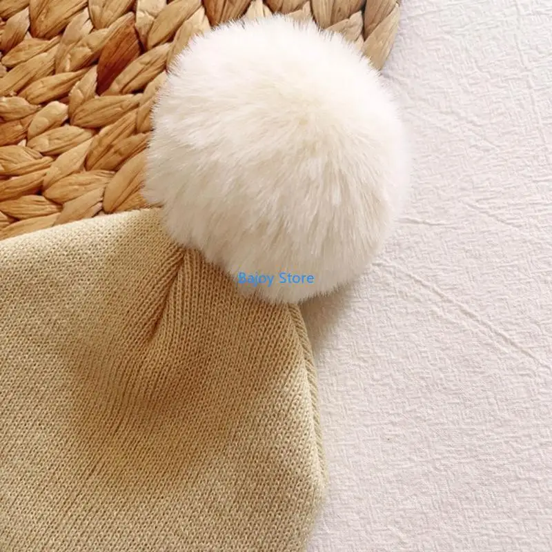 

63HE Winter Knit Baby Hat Warm for Boys Girls Infant Toddlers Baby with Single Pompoms for 6 Months to 2 Year
