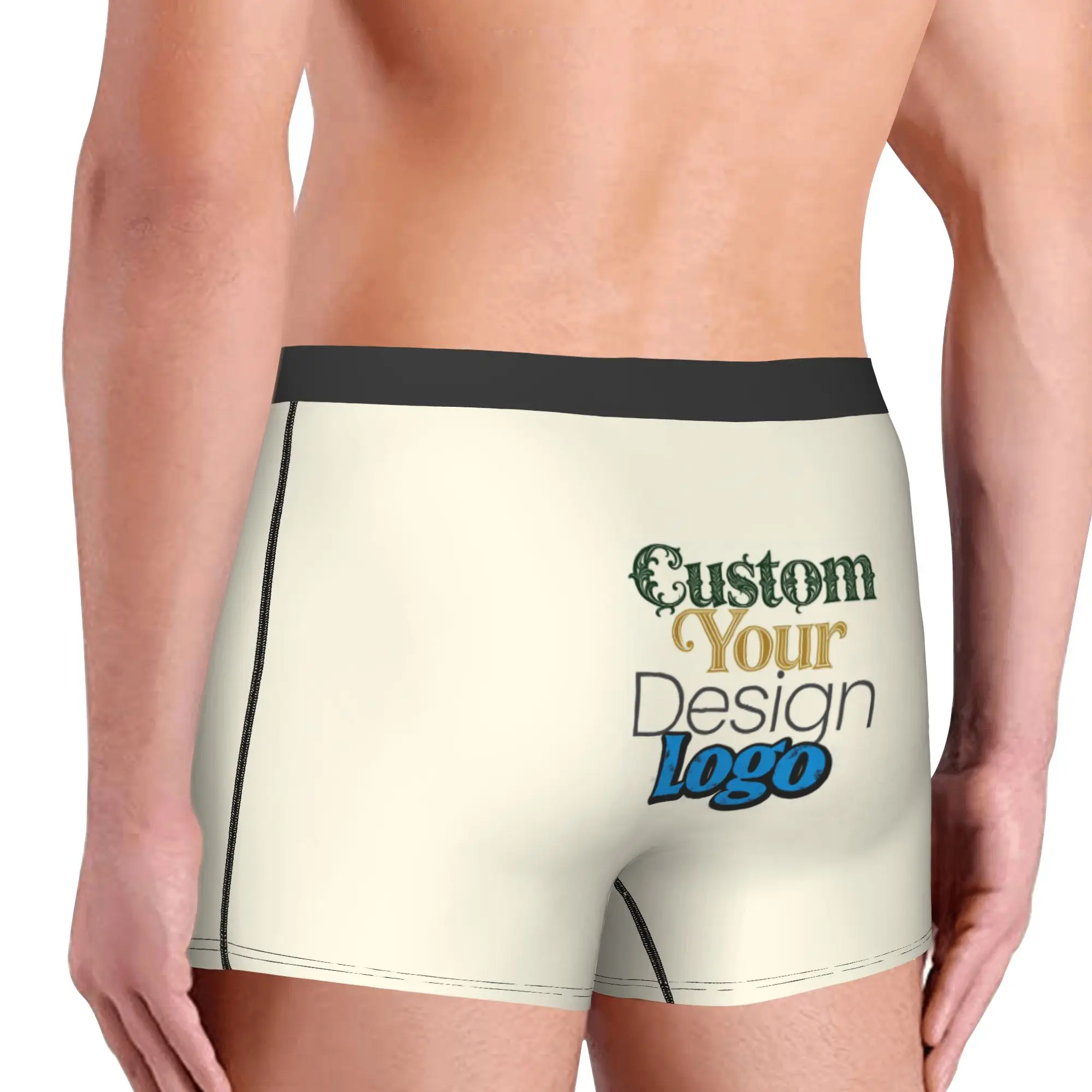 Custom Customized   Your Design Logo Underwear Male Printed Photo Name Printed Boxer Shorts Panties Briefs Soft Underpants