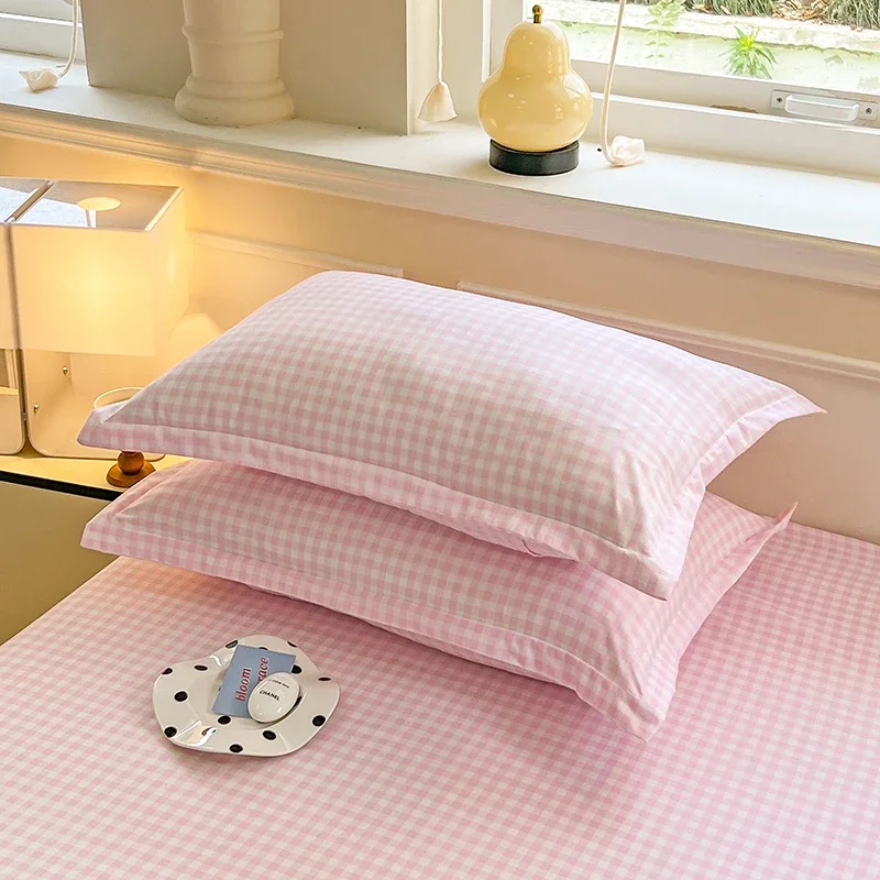 2pcs Set Pillowcase Envelope Style Plaid Couples Plain Ins 48x74cm Home Textile Household Bedroom Throw Pillow Case Pillow Cover