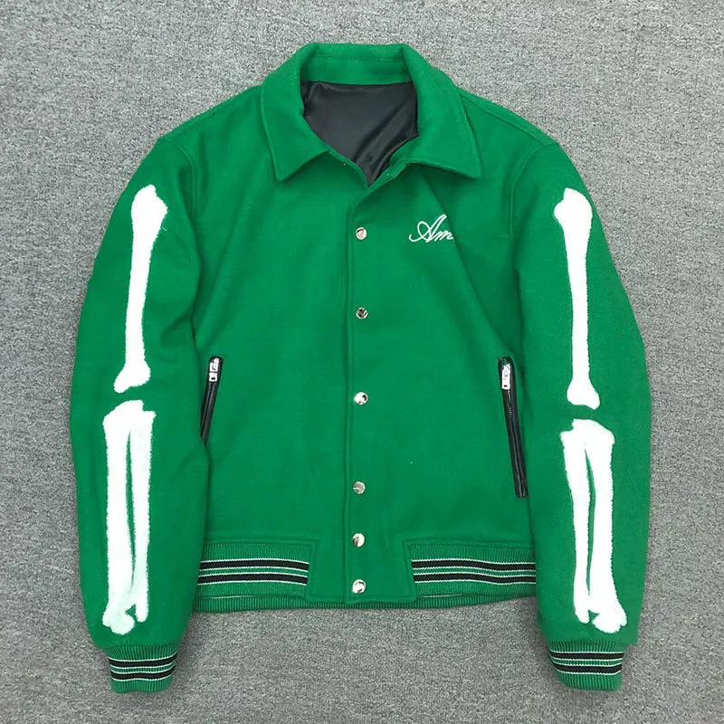 Fashion Brand Men's Streetwear Warm Embroidery Jacket Letter Design Short Style V-Neck Sleeve Length Seven Sleeve Autumn Season