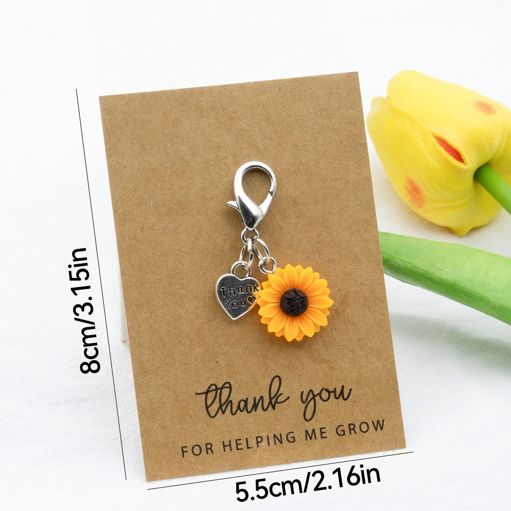 2 قطعة/لطيف عباد الشمس الحب المفاتيح الزهور الإبداعية شكرا لك الحب قلادة حقيبة الظهر قلادة الصيف حزب هدية صغيرة