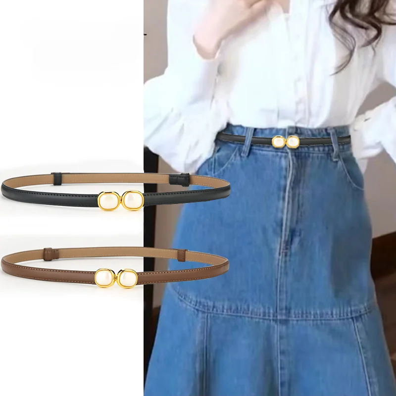 

Genuine Leather Women's Belt Fashionable and Minimalist Decorative Belt Paired with A Black Korean Version of The Dress Belt