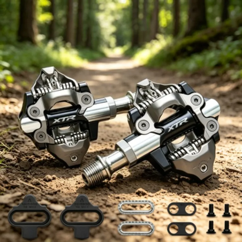 Original SHIMANO  Dual Sided Clipless Pedal for XC MTB Cycling XTR PD-M9100 SPD Pedals Set with  Cleats,
