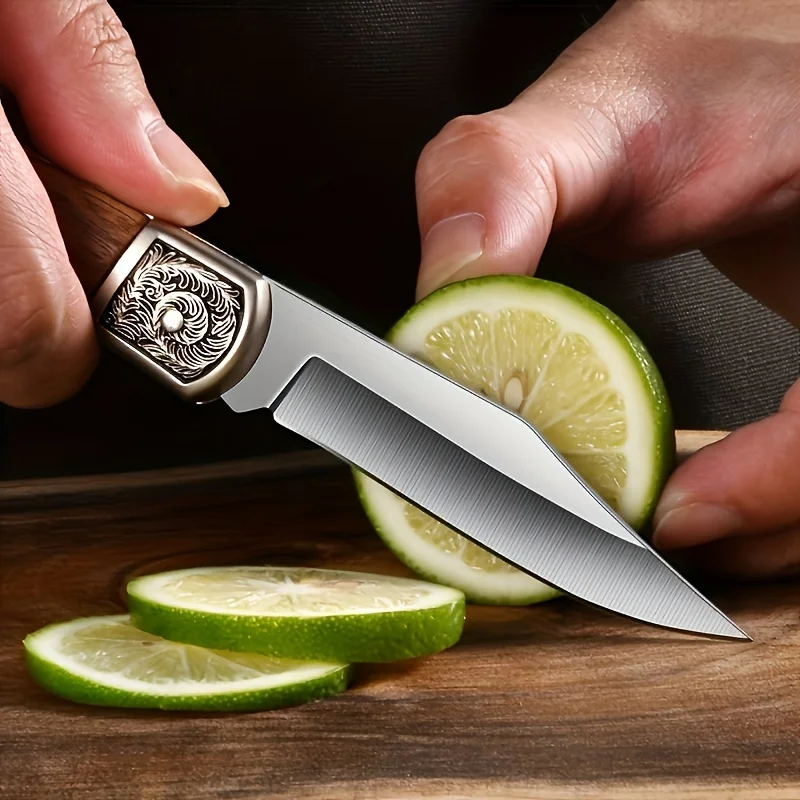 BAKULI Engraved pattern folding knife, portable portable knife, outdoor cutting knife, EDC equipment, high hardness knife