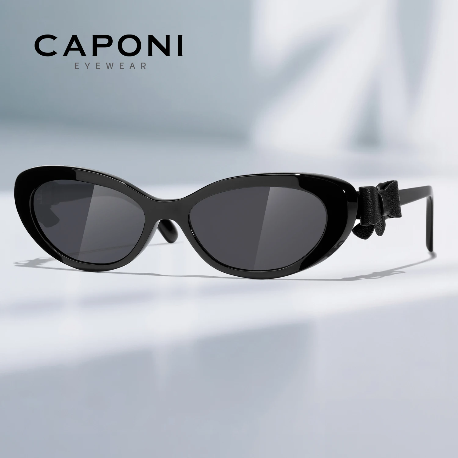 

CAPONI поляризационные женские солнцезащитные очки «кошачий глаз» из ацетата, оригинальный дизайн с галстуком-бабочкой, уличные винтажные очки UV400, черные оттенки CP36027