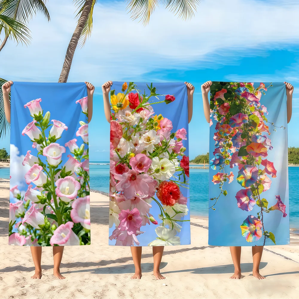 Colorful F-Flowers Towel Beach Oversized Soft Ultra Absorbent Quick Drying Large Pool Travel Camping Bathroom