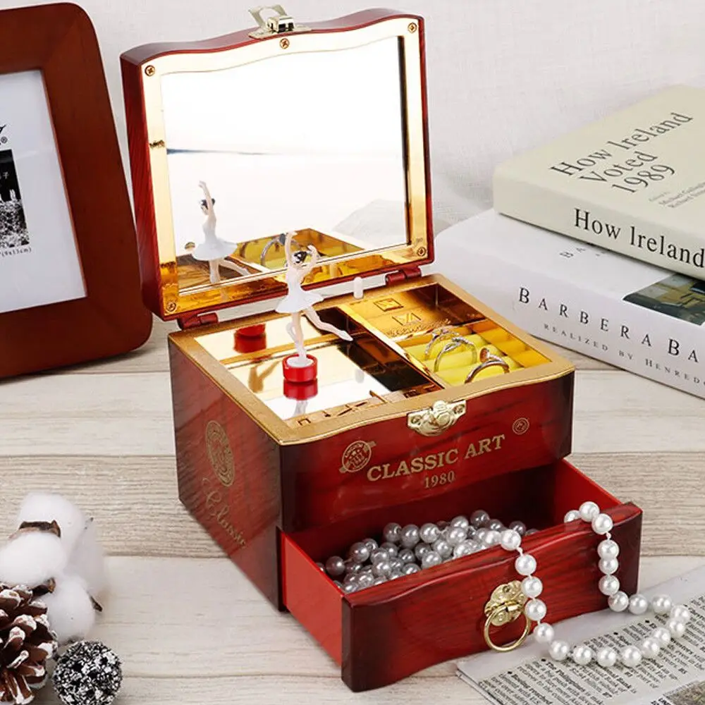 Customer Favorite Dancing Ballerina Music Box Plastic Jewellery Box Girls Carousel Hand Crank Music Box Mechanism Gift