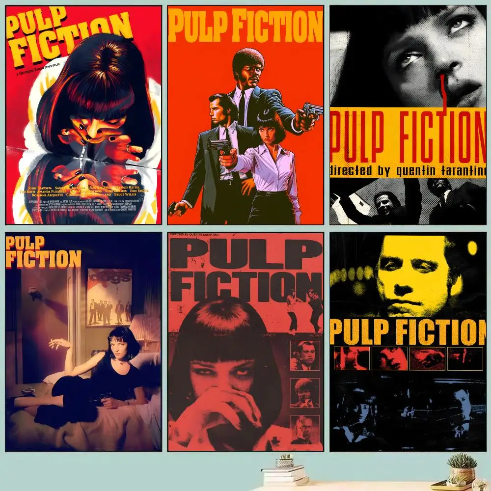 Classic Film P-Pulp Fiction Poster Room Decor Home Wall Art Printing Waterproof Garage Bed Room Posters Gift