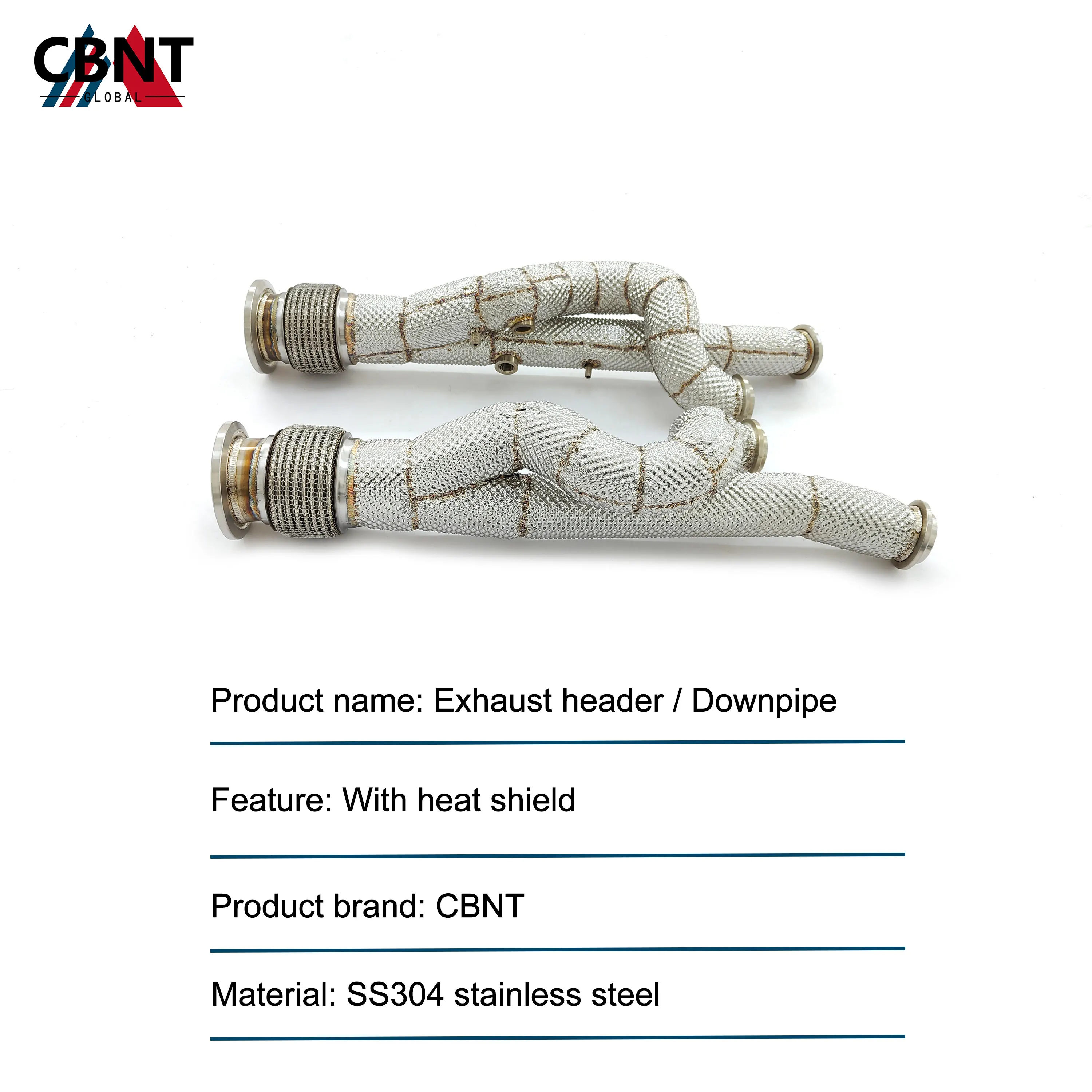 CBNT Stainless Steel Racing Downpipe Exhaust for Lamborghini Aventador LP700 LP740 LP750 6.5 V12 High Performance with Heat Wrap