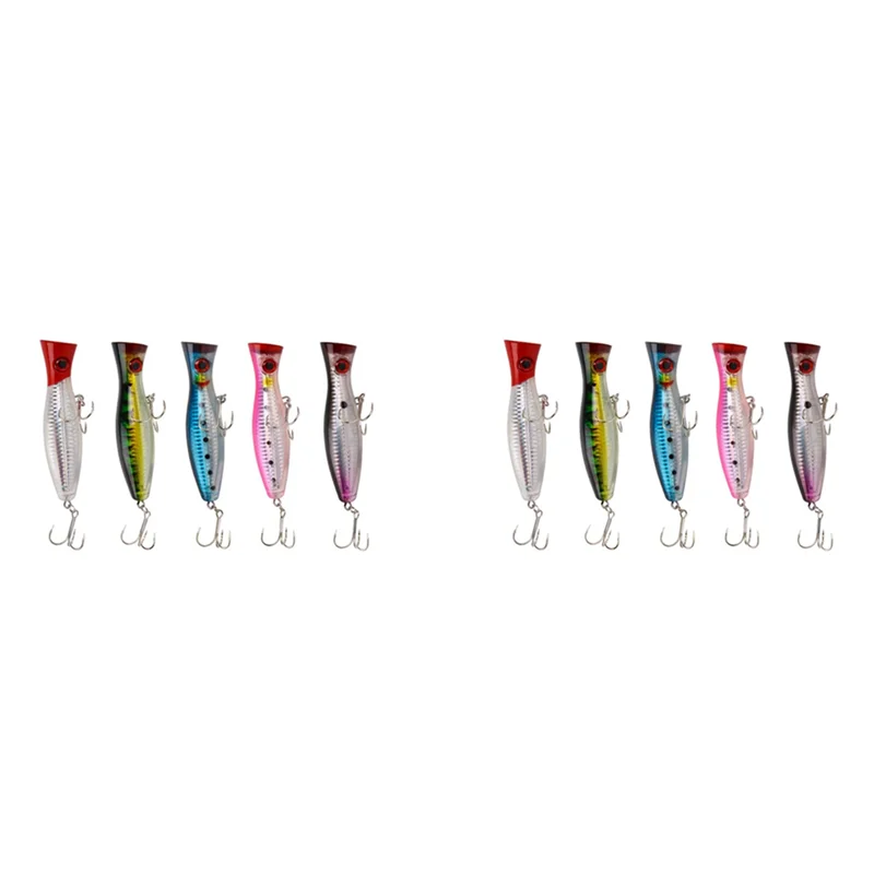 

Surface Fishing Lures - Popper - Catching / Spinning Fishing Pack - Sea Fishing - 10 Pieces - 12.5Cm And 40 Grams