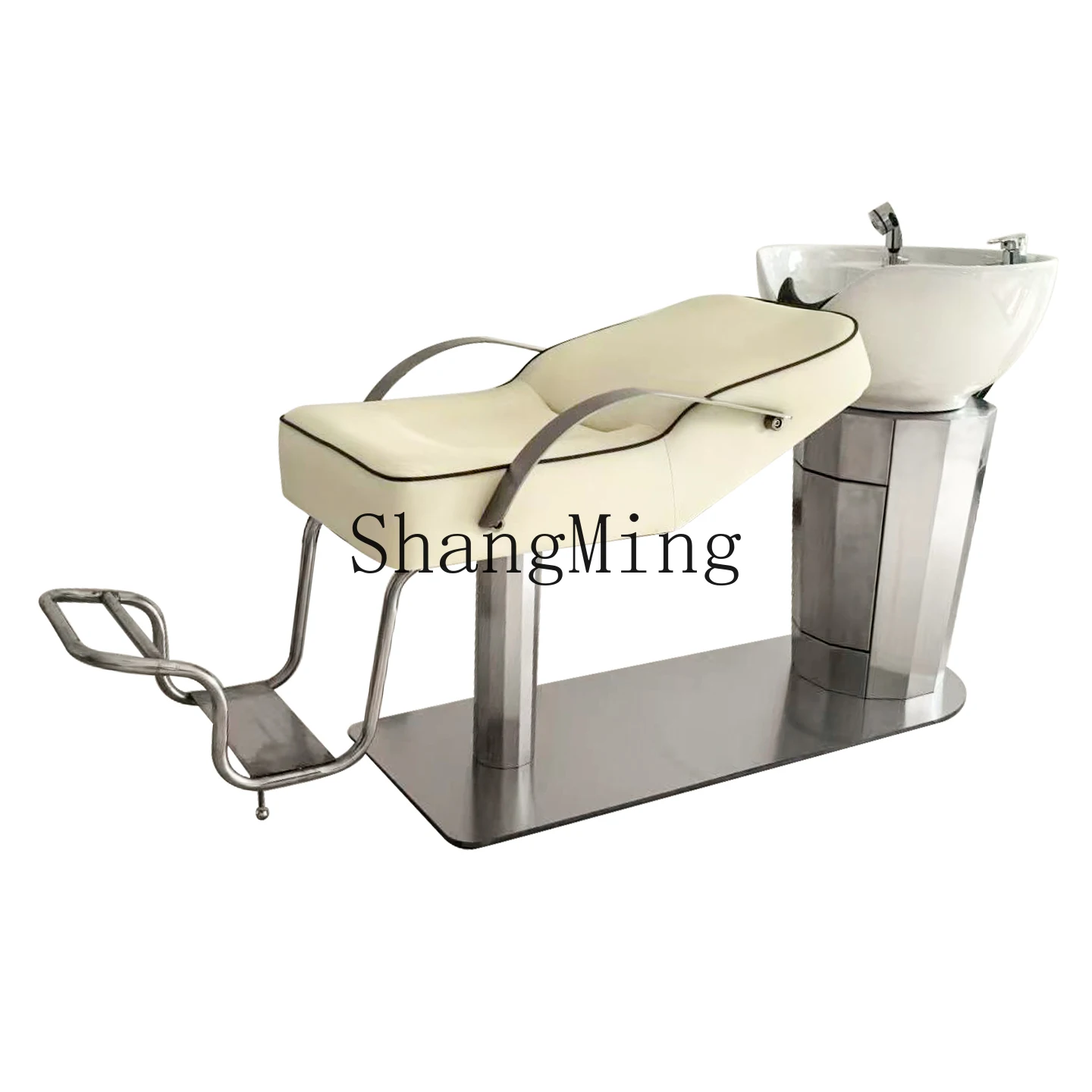 FG bellissimo lavabo da barbiere in ceramica shampoo letto per risciacquo lettino per shampoo di fascia alta speciale parrucchiere in acciaio inossidabile