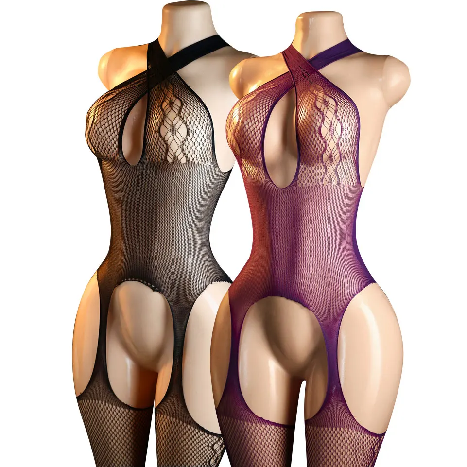 

Sexy Lingеrie Set Fishnet Mesh Bodystocking Bodysuit Crotchless Women's Erotic Underwear Jumpsuit High Waisted Stocking