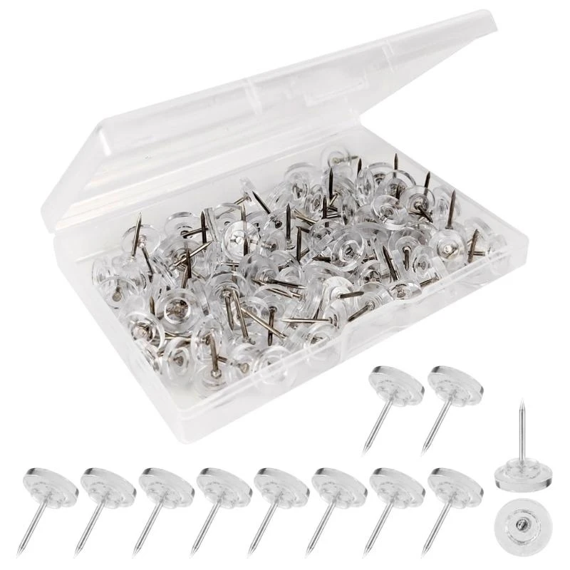 

652F 50/100Pcs Big Head Push Pin Map Tacks Thumb Nails Flat Push Pin Thumb Pin for Cork Board Picture Map Posters Note